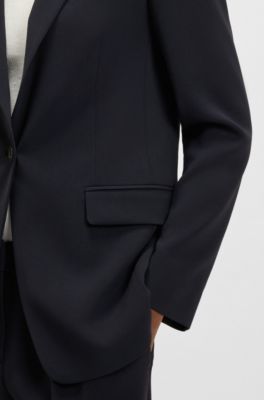 Regular-fit jacket in crease-resistant crepe, Dark Blue
