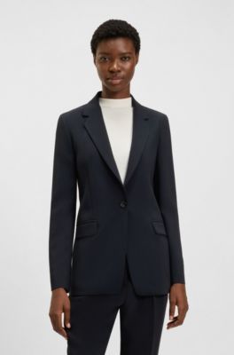 Regular-fit jacket in crease-resistant crepe, Dark Blue