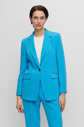 Regular-fit jacket in crease-resistant Japanese crepe, Turquoise