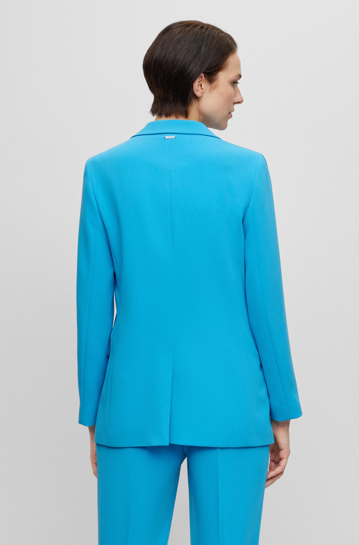 Regular-fit jacket in crease-resistant crepe, Turquoise