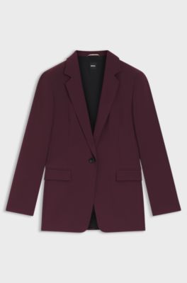 Veste Regular en cr&ecirc;pe infroissable, Violet fonc&eacute;