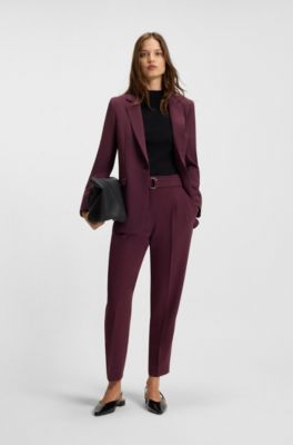 Regular-Fit Blazer aus knitterfreiem Krepp, Dunkellila