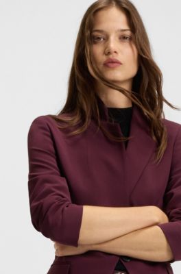 Veste Regular en cr&ecirc;pe infroissable, Violet fonc&eacute;