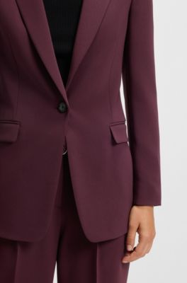 Chaqueta regular fit en crep&eacute; resistente a las arrugas, P&uacute;rpura oscuro