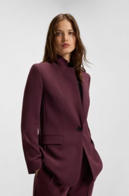 Regular-fit jacket in crease-resistant crepe, Dark Purple
