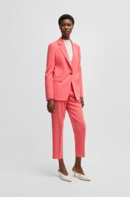 Regular-fit jacket in crease-resistant crepe, Dark pink