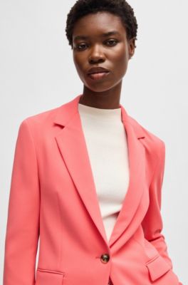 Regular-fit jacket in crease-resistant crepe, Dark pink