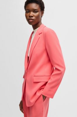 Regular-fit jacket in crease-resistant crepe, Dark pink