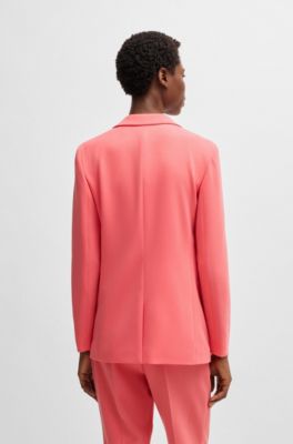 Veste Regular en cr&ecirc;pe infroissable, Rose fonc&eacute;