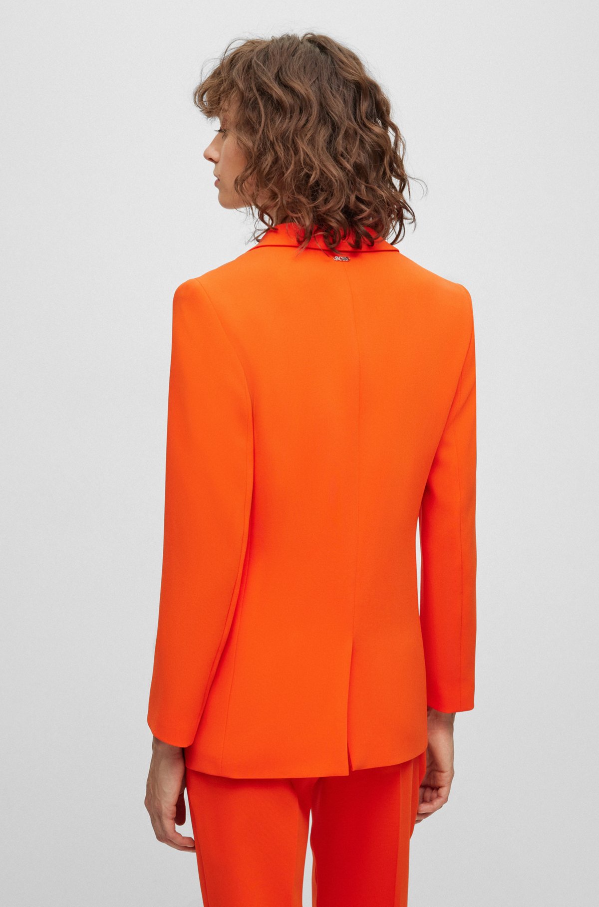Regular-fit jacket in crease-resistant crepe, Dark Orange