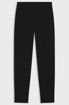 Regular-fit trousers in stretch fabric with tapered leg, Black