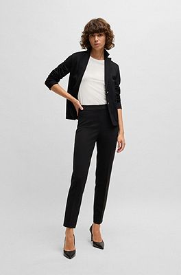 BOSS - Regular-fit trousers in stretch fabric with tapered leg