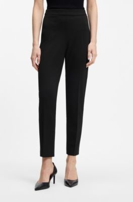 Regular-Fit Hose aus Stretch-Gewebe mit konischem Beinverlauf, Schwarz