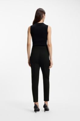 Regular-fit broek van stretchmateriaal met toelopende pijpen, Zwart