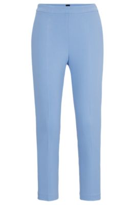 Regular-fit trousers in stretch fabric with tapered leg, Blue