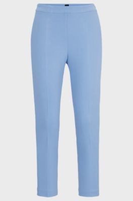 Regular-fit trousers in stretch fabric with tapered leg, Blue