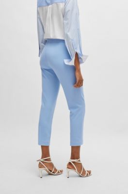 Regular-fit trousers in stretch fabric with tapered leg, Blue