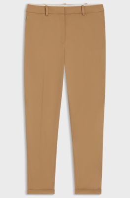 Regular-fit trousers in stretch-cotton twill, Beige