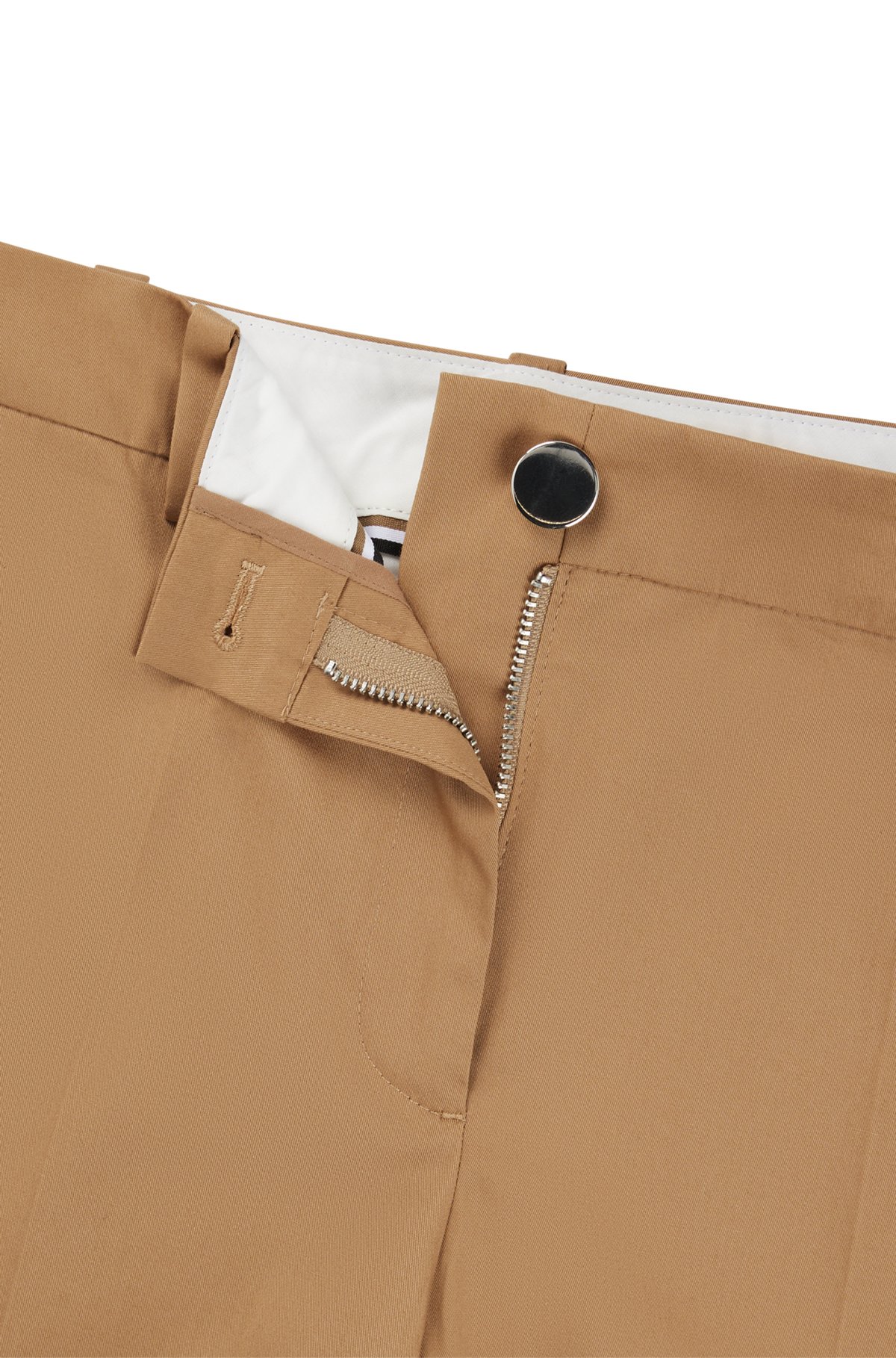 Regular-fit trousers in stretch-cotton twill, Beige