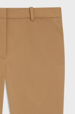 Pantaloni regular fit in twill di cotone elasticizzato, Beige