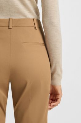 Regular-fit trousers in stretch-cotton twill, Beige