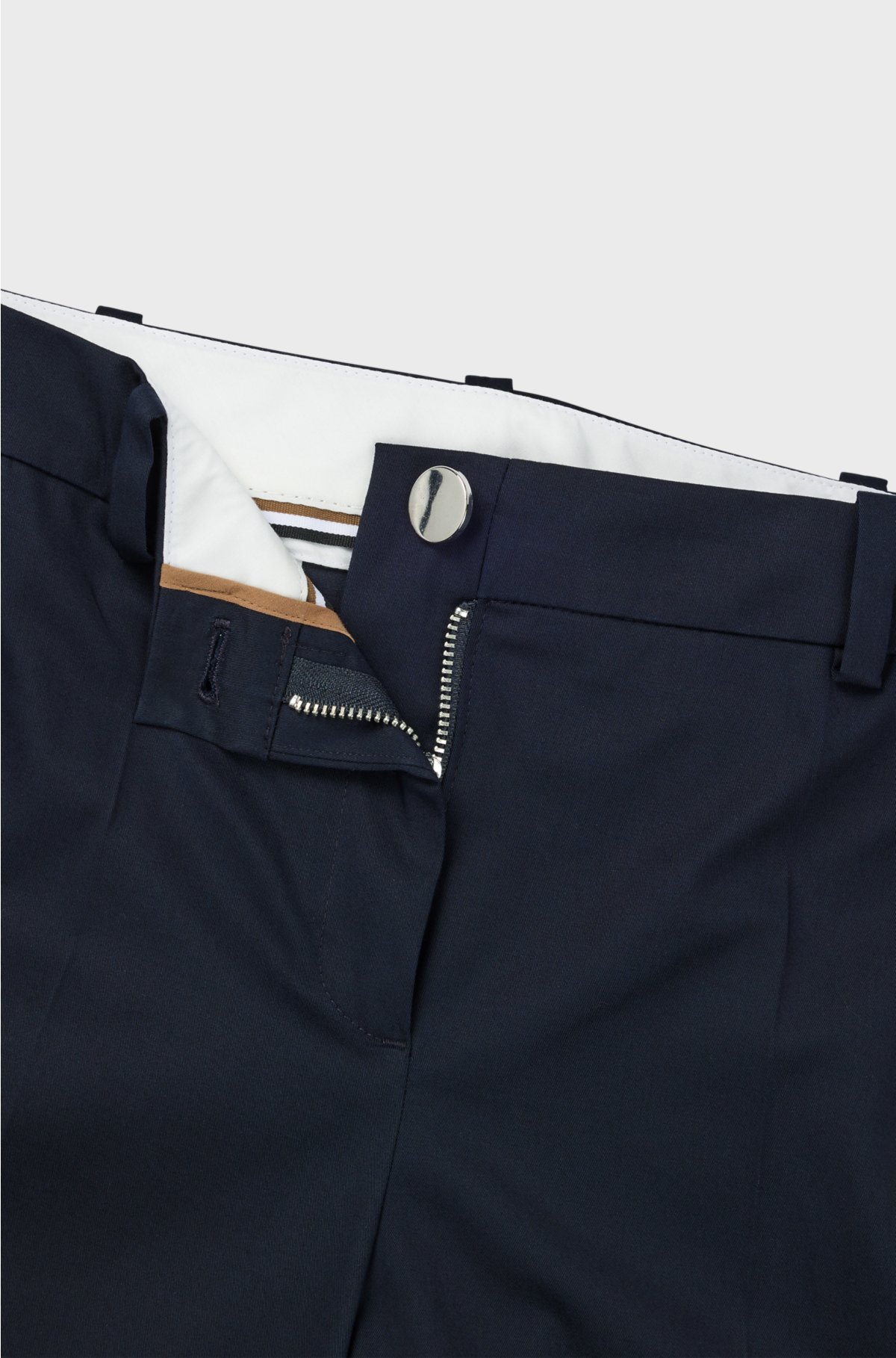Regular-fit trousers in stretch-cotton twill, Dark Blue