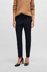 Regular-fit trousers in stretch-cotton twill, Dark Blue
