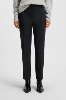 Regular-fit trousers in stretch-cotton twill, Dark Blue