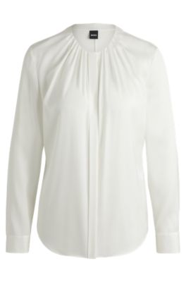 BOSS - Regular-fit blouse in washed silk with concealed packet