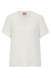 Responsible short-sleeved top with ribbed trims, White