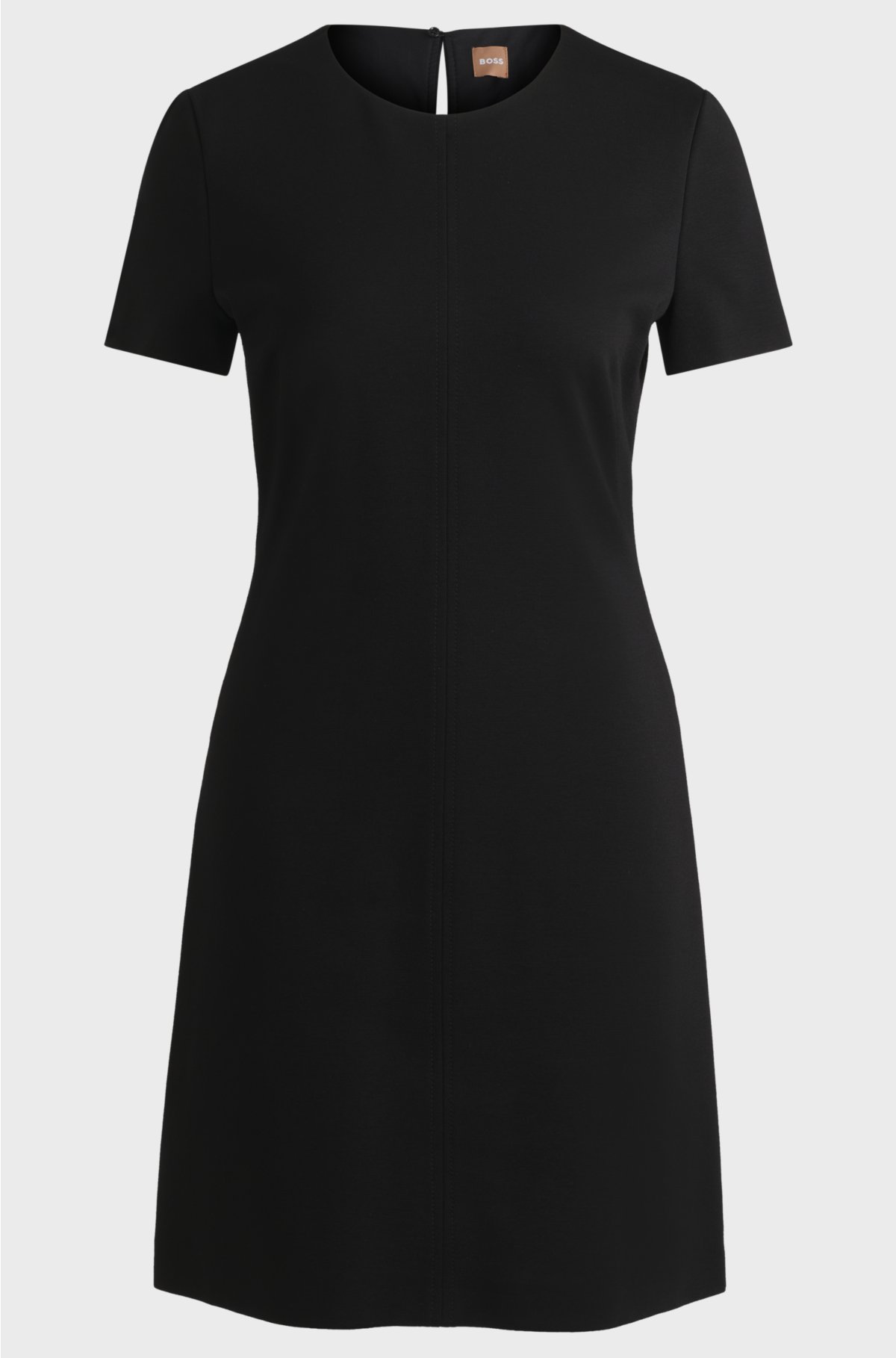 Slim-fit crew-neck dress in stretch fabric, Black