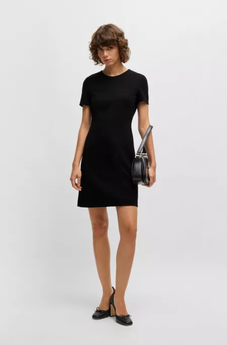 Slim-fit crew-neck dress in stretch fabric