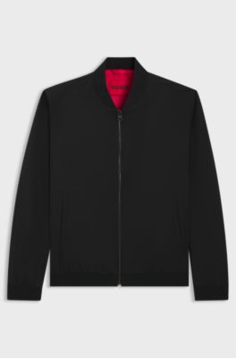 Packable slim-fit jacket with red lining, Black
