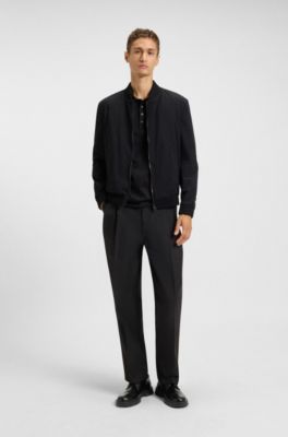 Packable slim-fit jacket with red lining, Black