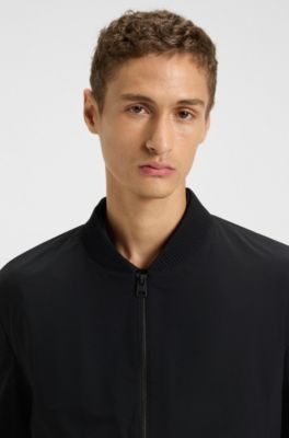 Packable slim-fit jacket with red lining, Black