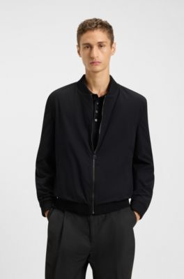 Packable slim-fit jacket with red lining, Black