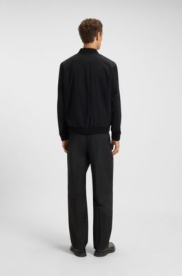 Packable slim-fit jacket with red lining, Black