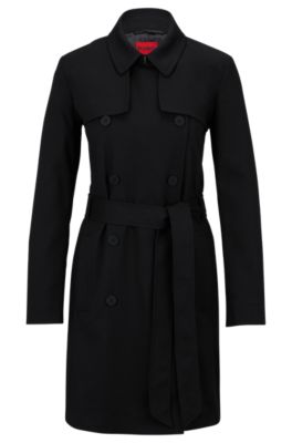 HUGO Stretch cotton trench coat with double breasted closure