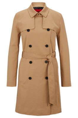 BOSS - Double-breasted trench coat in Italian stretch cotton