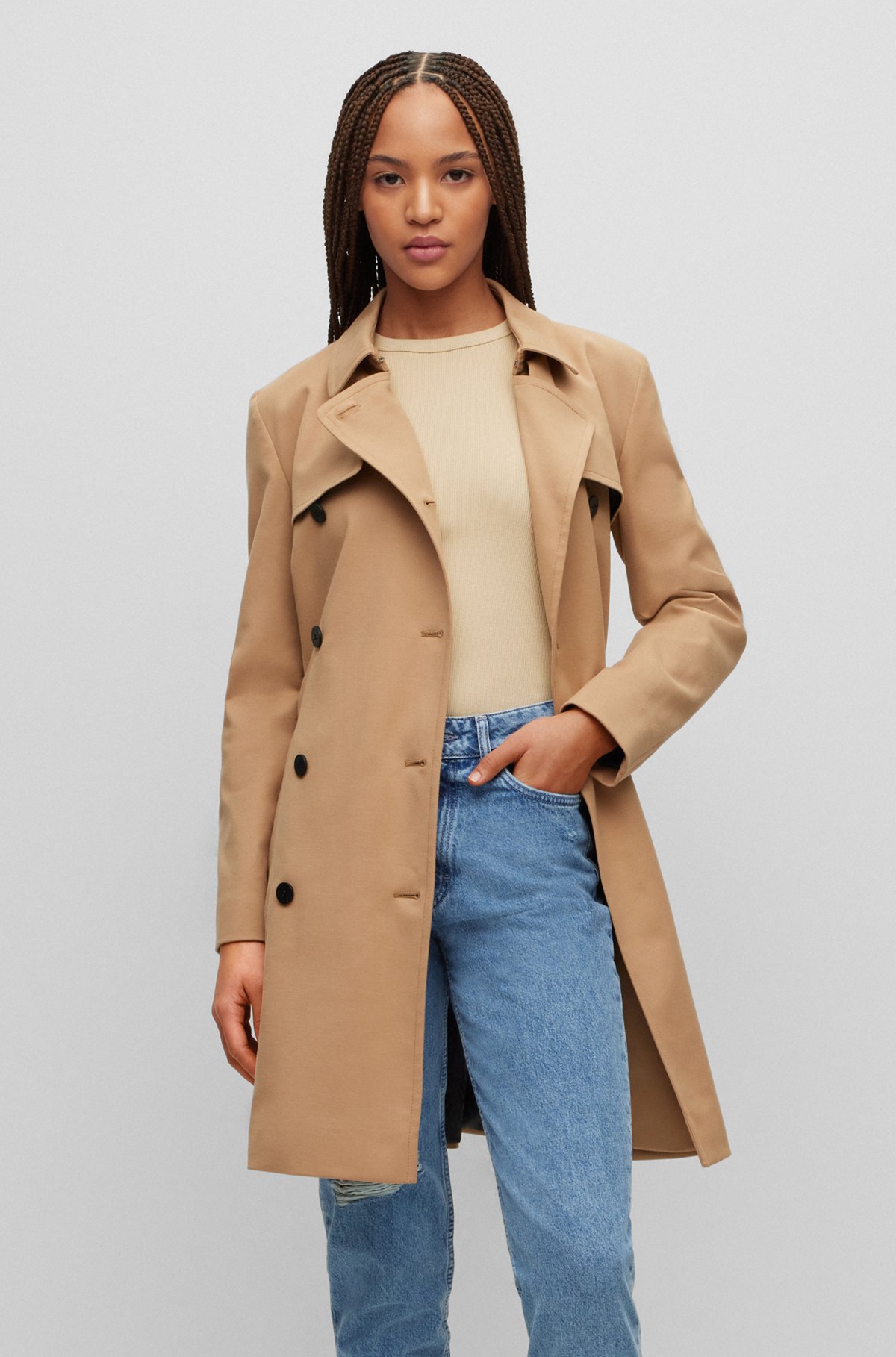 HUGO Stretch-cotton Trench Coat With Double-breasted Closure | atelier ...