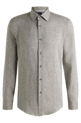 Slim-fit shirt in Italian-made linen