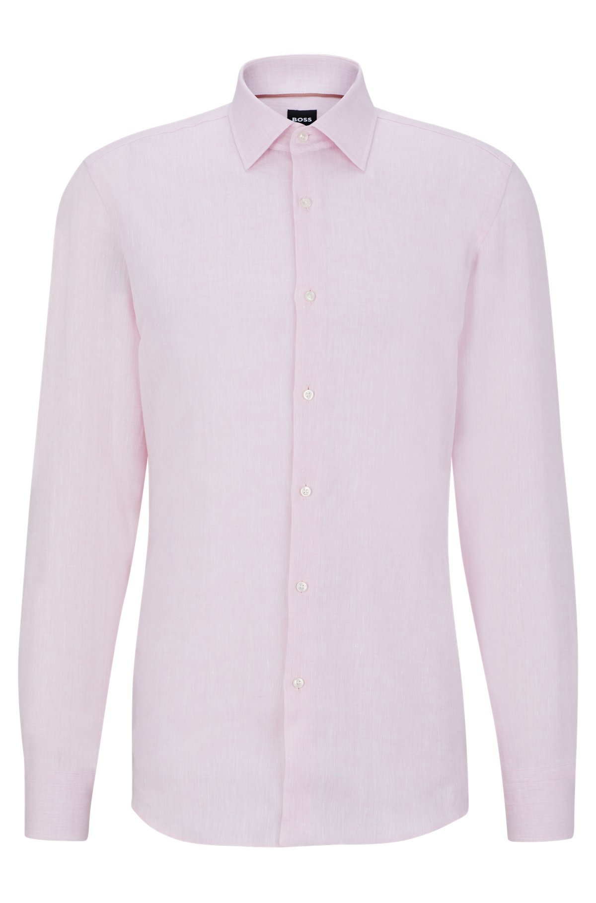 Slim-fit shirt in Italian linen, light pink