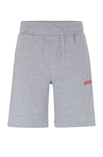 Stretch-cotton jersey loungewear shorts with red logo details, Hugo boss