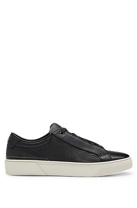 Leather low-top trainers with logo lace loop