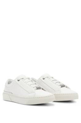 Hugo Boss Leather Low-top Trainers With Logo Lace Loop In White