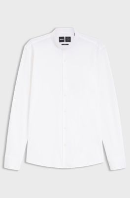 Slim-fit shirt in performance-stretch jersey, White
