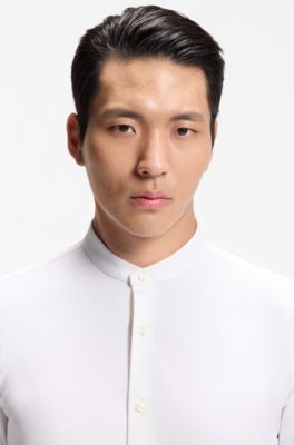 Slim-fit shirt in performance-stretch jersey, White