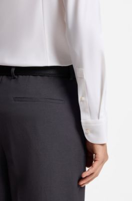 Slim-fit shirt in performance-stretch jersey, White