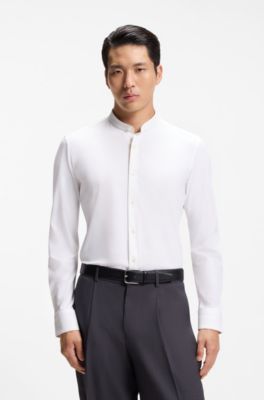 Slim-fit shirt in performance-stretch jersey, White