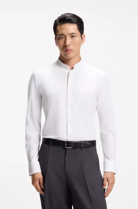 Slim-fit shirt in performance-stretch jersey